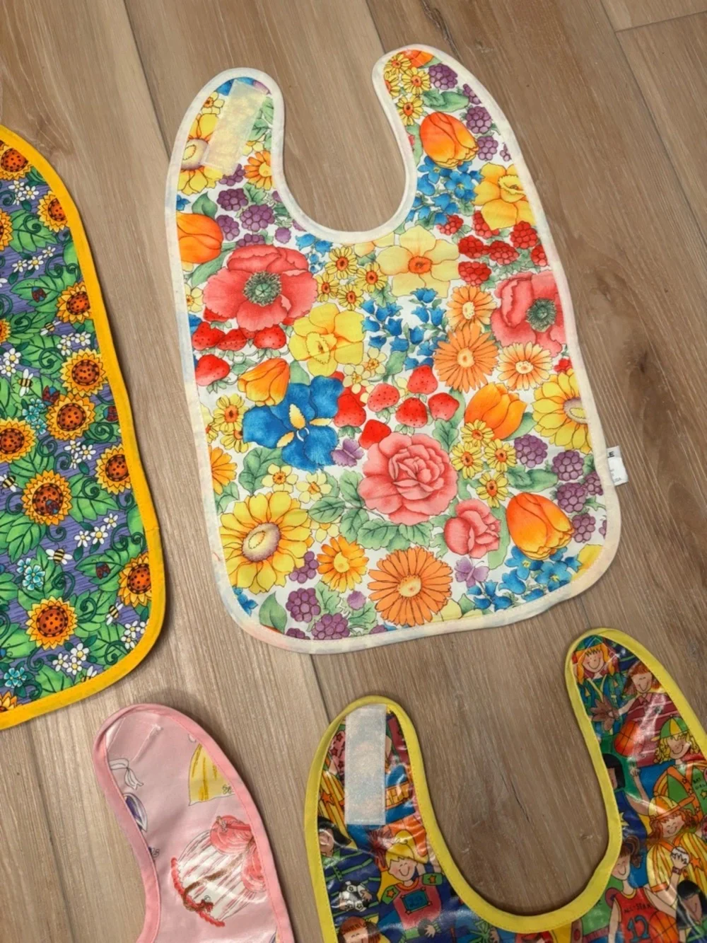 Girls Floral & Princess Patterned Waterproof Bibs set of 6